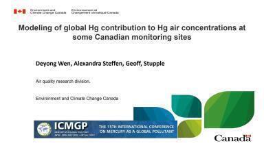 Modelling of Global Hg Emission Contributions to Hg Air Concentrations at Some Canadian Monitoring Sites